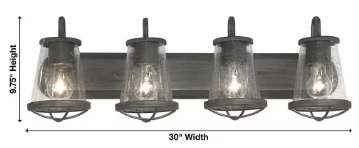 Georgina 30 in. 4-light Weathered Iron Industrial indoor vanity - $65