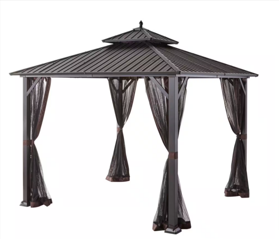 10 ft. x 10 ft. Holden Outdoor Patio Black Hard Top Galvanized Steel Gazebo - $650