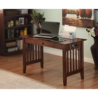 Mission Desk with Drawer and Charging Station in Walnut or Caramel - $145