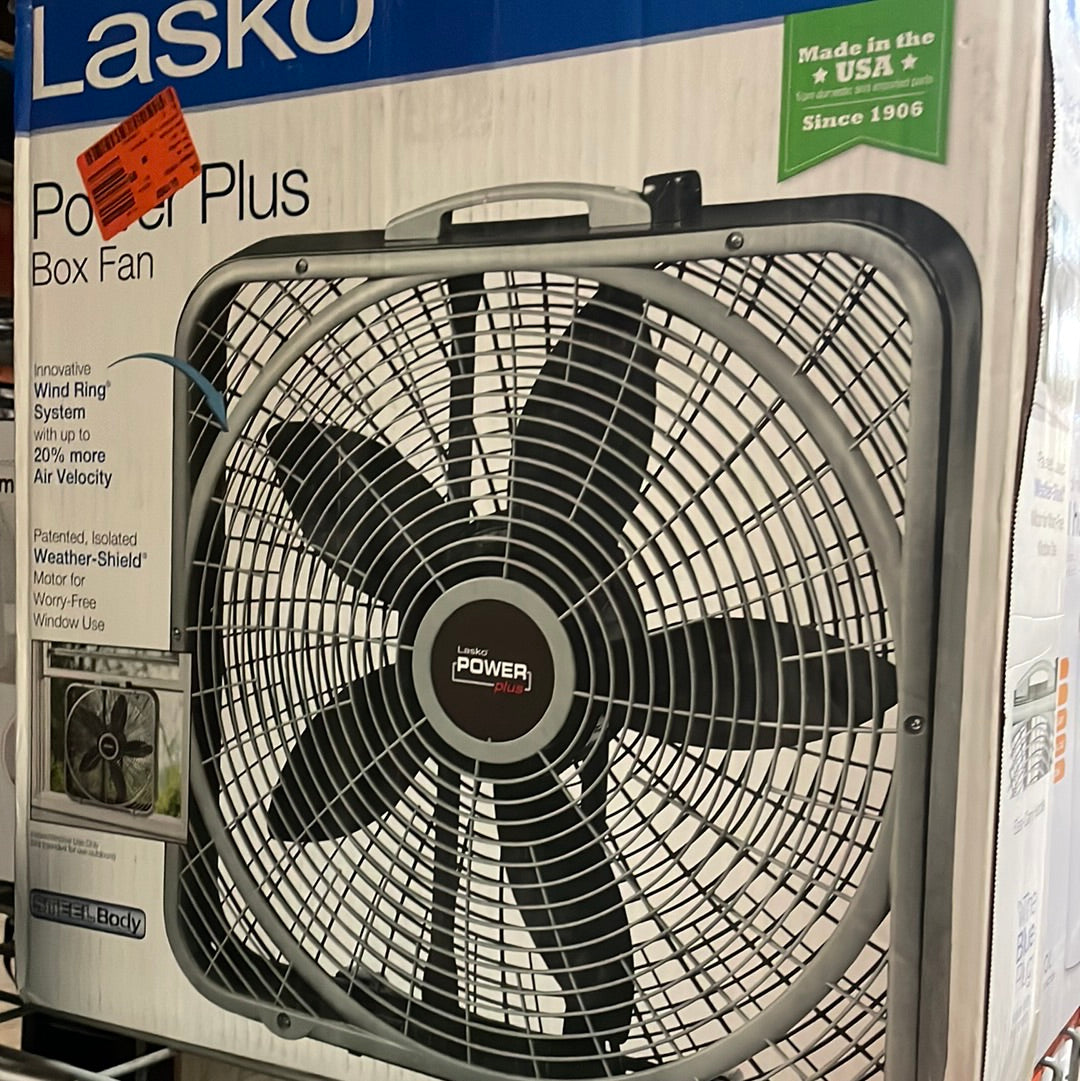 Lasko 20 in. 3 Speeds Box Fan in Gray - $25