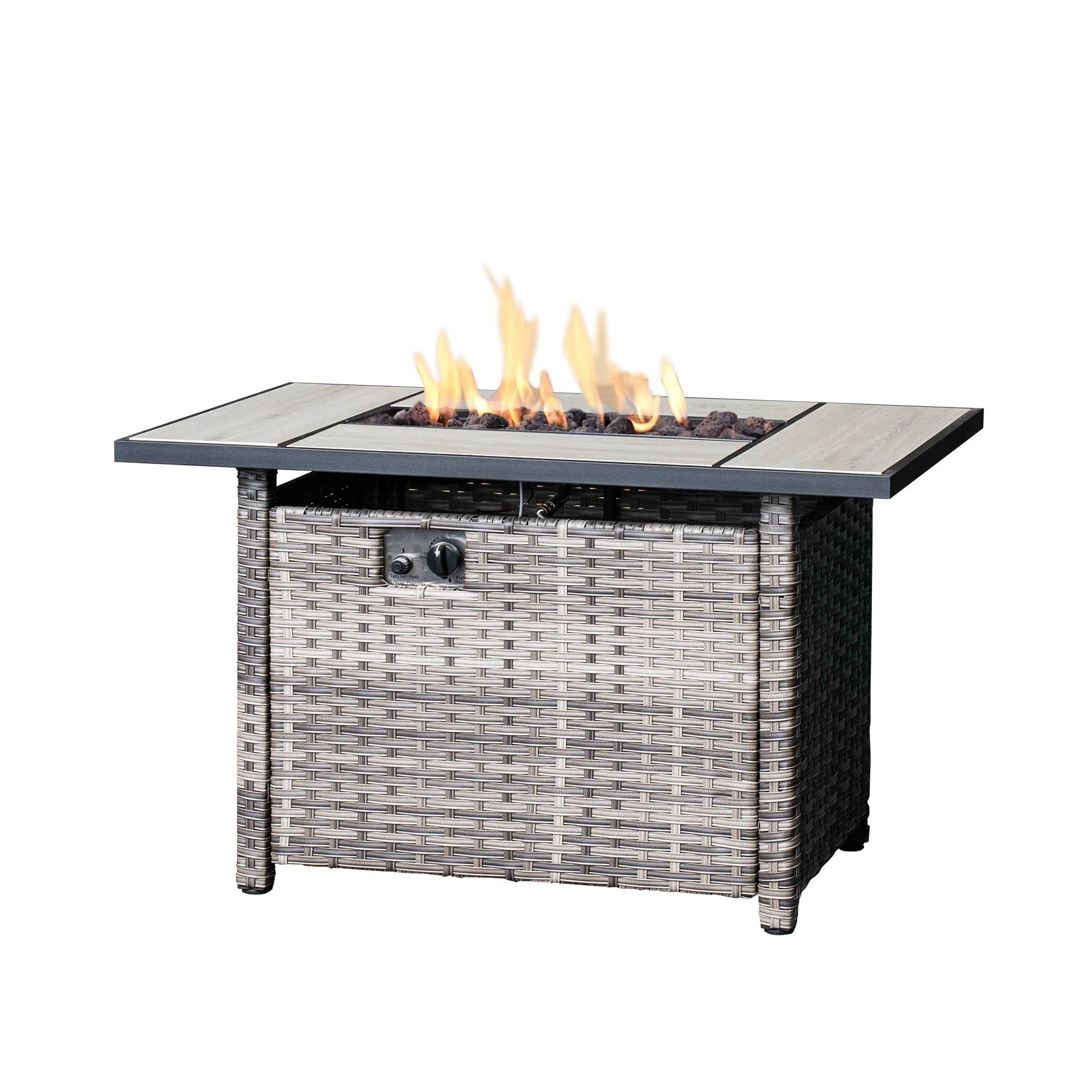 Ovios Rectangle Patio Propane Outdoor 42.12'' Fire Pit Table with Lid - $200