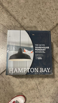 Hampton Bay 1-Light Black Warehouse Pendant Hanging Light with Metal Shade  - $25