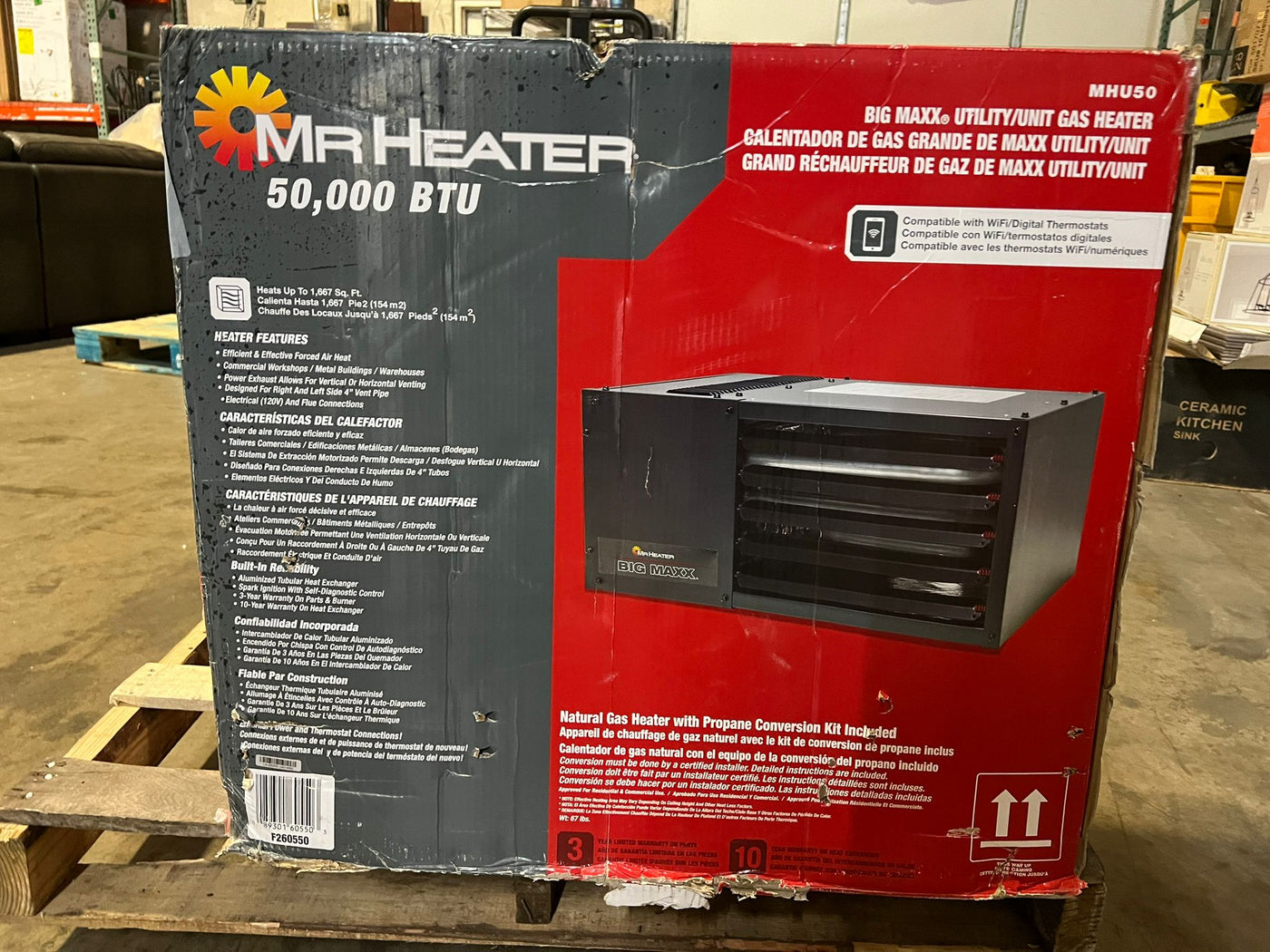 Mr. Heater F260550 Big Maxx MHU50NG Natural Gas Unit Heater,Black - $230