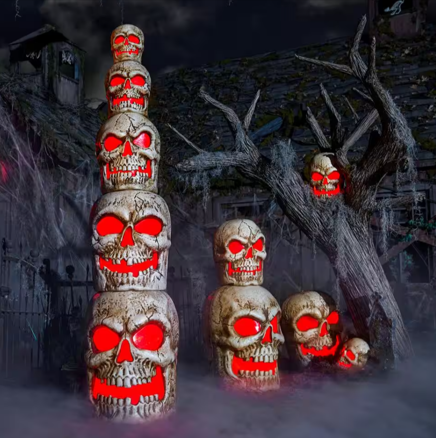 Home Accents Holiday 8 ft. Giant Sized LED Skull Stack - $275