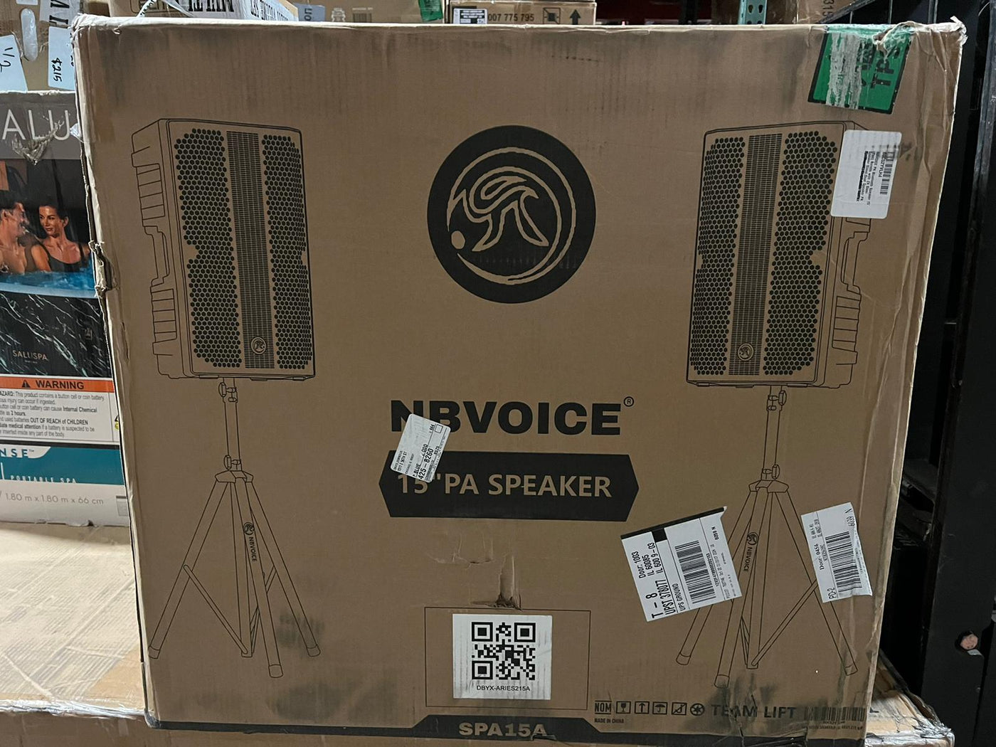 PA Bluetooth Speaker 15" (Pair) Bundle with 2X Steel Speaker Stand,Dual Speaker - $240