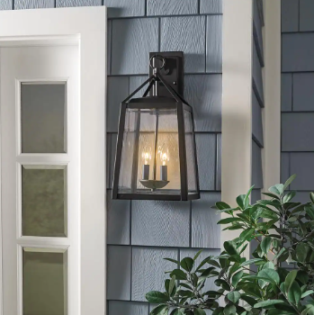Home Decorators Collection Blakeley Transitional 2-Light Black Outdoor Wall Light - $50