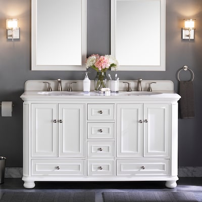 allen + roth Wrightsville 60-in White Undermount Double Sink Bathroom Vanity w/ Top - $865