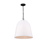 allen + roth Elizabeth Black Canopy with White Rattan Shade Bell Pendant Light - $85