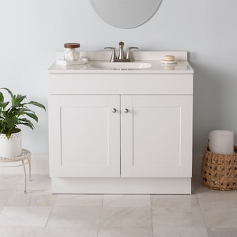 Project Source 36-in White Single Sink Bathroom Vanity No Top - $125