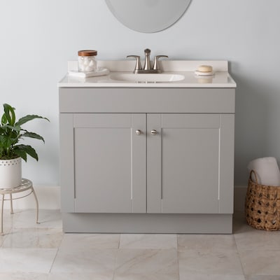 Project Source 36-in Gray Single Sink Bathroom Vanity (No Top) - $100