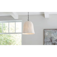 allen + roth Elizabeth Black Canopy with White Rattan Shade Bell Pendant Light - $85