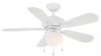 Loomis 44 in. LED Indoor Matte White Ceiling Fan with Light - $60