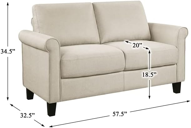 Lexicon Kenmare Fabric Upholstered Love Seat with roll arms in Beige Color - $290