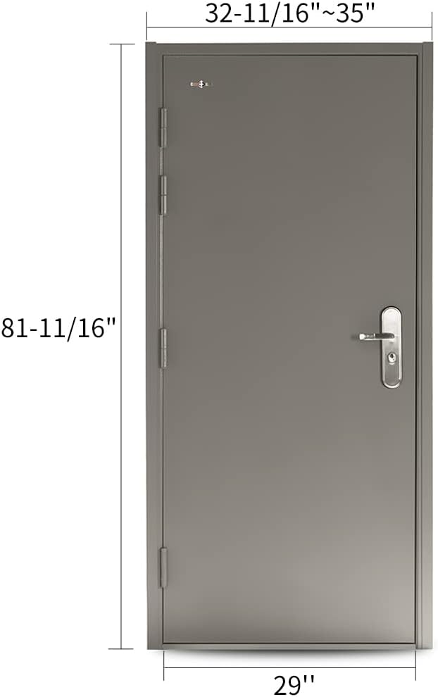 VIZ-PRO Quick Mount Steel Security Door with Frame and Hardware, 29" Door Slab - $565