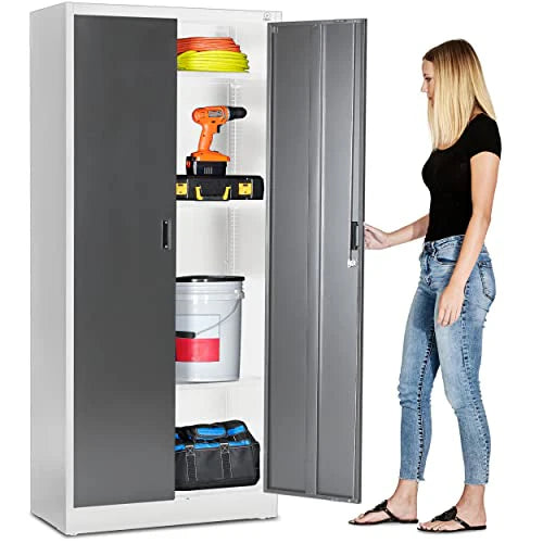 Fedmax Metal Garage Storage Cabinet - 71-inch Tall Large Steel Utility Locker - $100