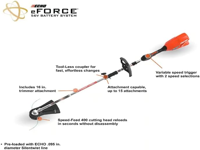 ECHO 56V Brushless Cordless Battery 16 in. Attachment Capable String Trimmer - $195