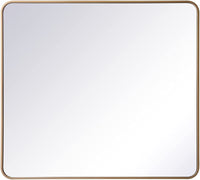 Elegant Decor Soft Corner Metal Rectangular Mirror 36x40 inch in Brass - $100