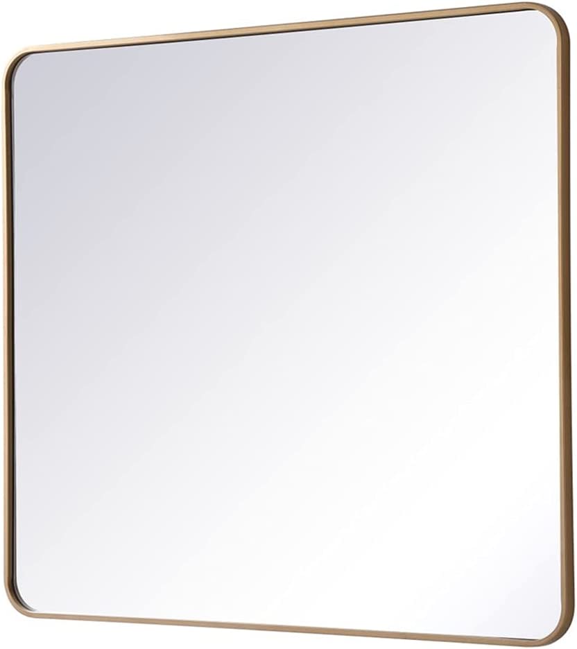 Elegant Decor Soft Corner Metal Rectangular Mirror 36x40 inch in Brass - $150