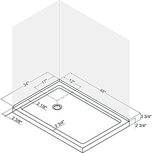 DreamLine SlimLine 34 in. D x 48 in. W x 2 3/4 in. H Left Drain Shower Base - $125