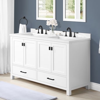 allen + roth Ronald 60-in White Undermount Double Sink Bath Vanity with Top - $1320