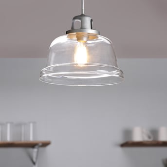 Progress Lighting Embellish Galvanized Coastal Clear Glass Bell Led Pendant Light - $55