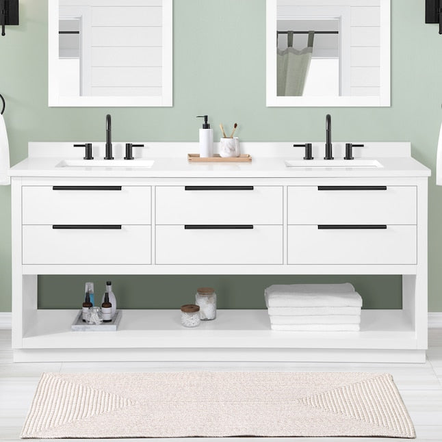 Origin 21 Beecham 72-in White Undermount Double Sink Bathroom Vanity (No Top) - $400