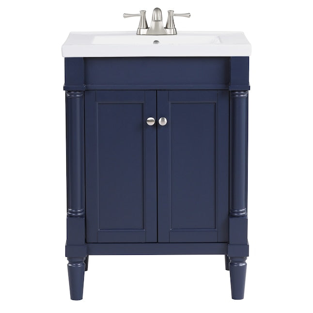 allen + roth Stanton 24-in Navy Blue Single Sink Bathroom Vanity with Top - $250