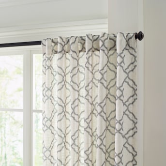 allen + roth 84-in Grey Light Filtering Back Tab Single Curtain Panel - $15