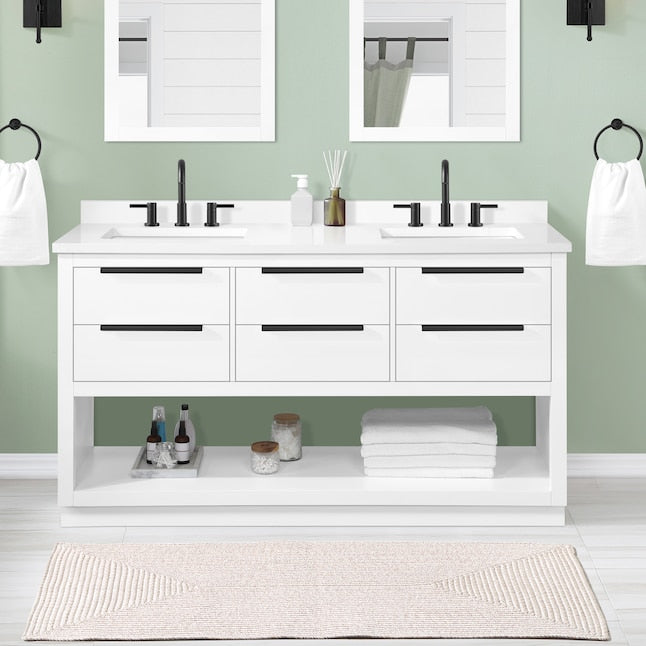 Origin 21 Beecham 60-in White Undermount Double Sink Bathroom Vanity with Top - $1200