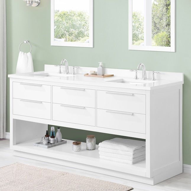 Origin 21 Beecham 72-in White Undermount Double Sink Bathroom Vanity (No Top) - $400