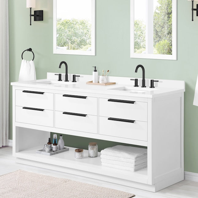 Origin 21 Beecham 72-in White Undermount Double Sink Bathroom Vanity with Top - $1080