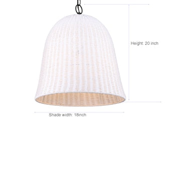 allen + roth Elizabeth Black Canopy with White Rattan Shade Bell Pendant Light - $85