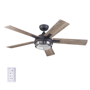Harbor Breeze Summersville 52-in Textured Black Indoor/Outdoor Ceiling Fan with Light and Remote (5-Blade) - $100