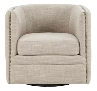 Madison Park Wilmette Cream Curved Back Swivel Chair - $310