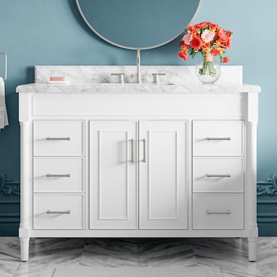 allen + roth Perrella 49-in White Undermount Single Sink Bathroom Vanity with Top - $600