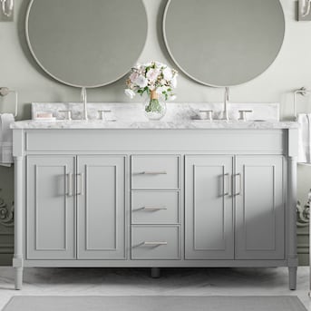allen + roth Perrella 61-in Light Gray Undermount Double Sink Bath Vanity w/ Top - $960