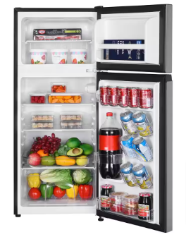 Magic Chef 18.5 in. 4.5 cu.ft. 2-Door Mini Refrigerator in Platinum Steel with Freezer - $170
