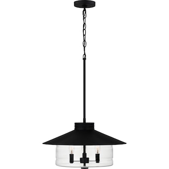 Quoizel Yasmin 3-Light Black Transitional Clear Glass Dome Outdoor Pendant Light - $115
