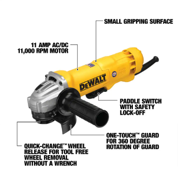 DEWALT 11 Amp Corded 4.5 in. Small Angle Grinder - $85