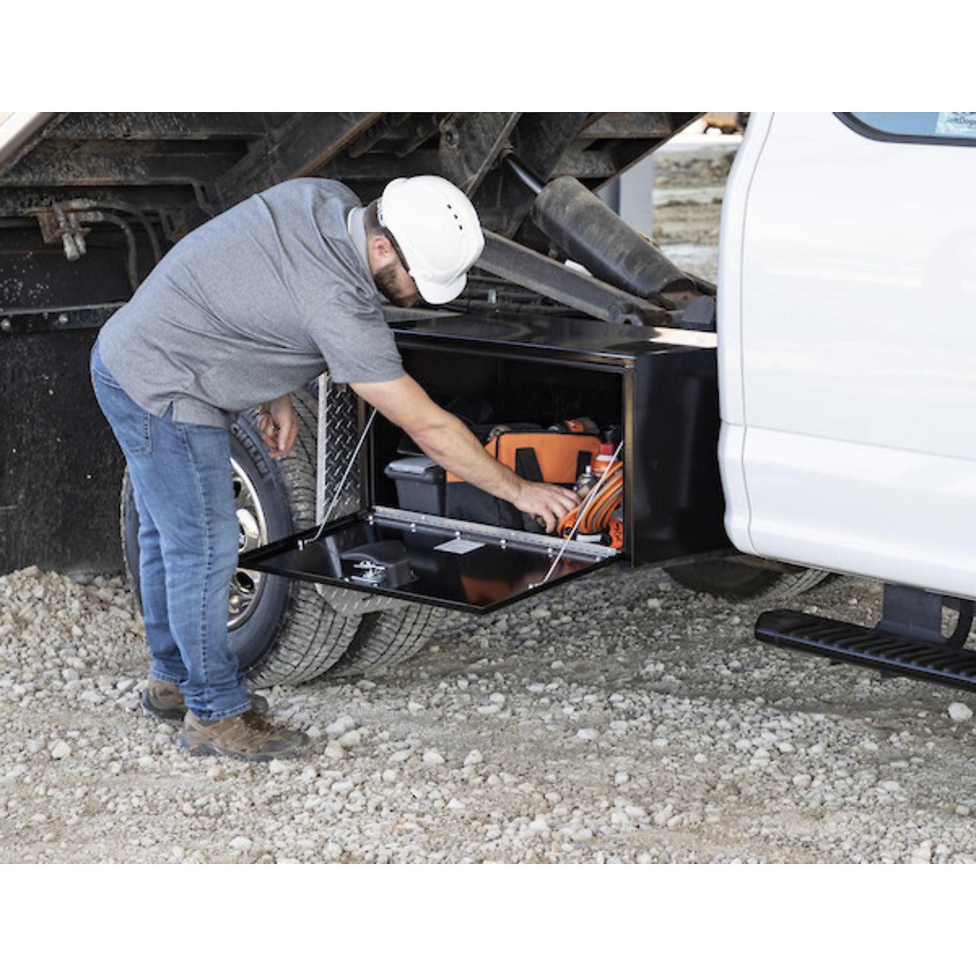 Underbody Truck Box, Width 48 in, Material Carbon Steel, Color Finish Glossy Black - $285