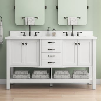 allen + roth Kingscote 60-in White Undermount Double Sink Bathroom Vanity with Top - $510