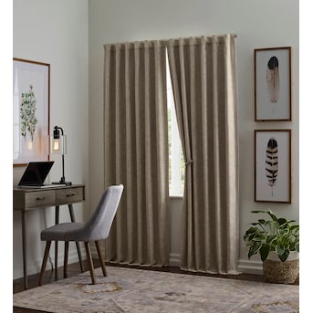 allen + roth 84-in Cream Blackout Thermal Lined Back Tab Single Curtain Panel - $20