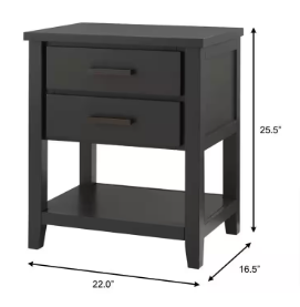 StyleWell Stafford Dark Charcoal 2-Drawer Nightstand - $125