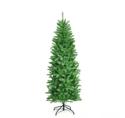 Gymax 7 ft. Pre-lit Pencil Artificial Christmas Tree Hinged Fir Tree Holiday Decor - $70