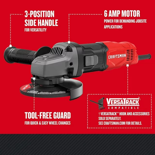 CRAFTSMAN Small Angle Grinder Tool 4-1/2-Inch, 6-Amp (CMEG100) - $40