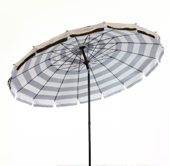 DestinationGear 8 ft. Patio and Beach Umbrella in Black and White Stripes - $65