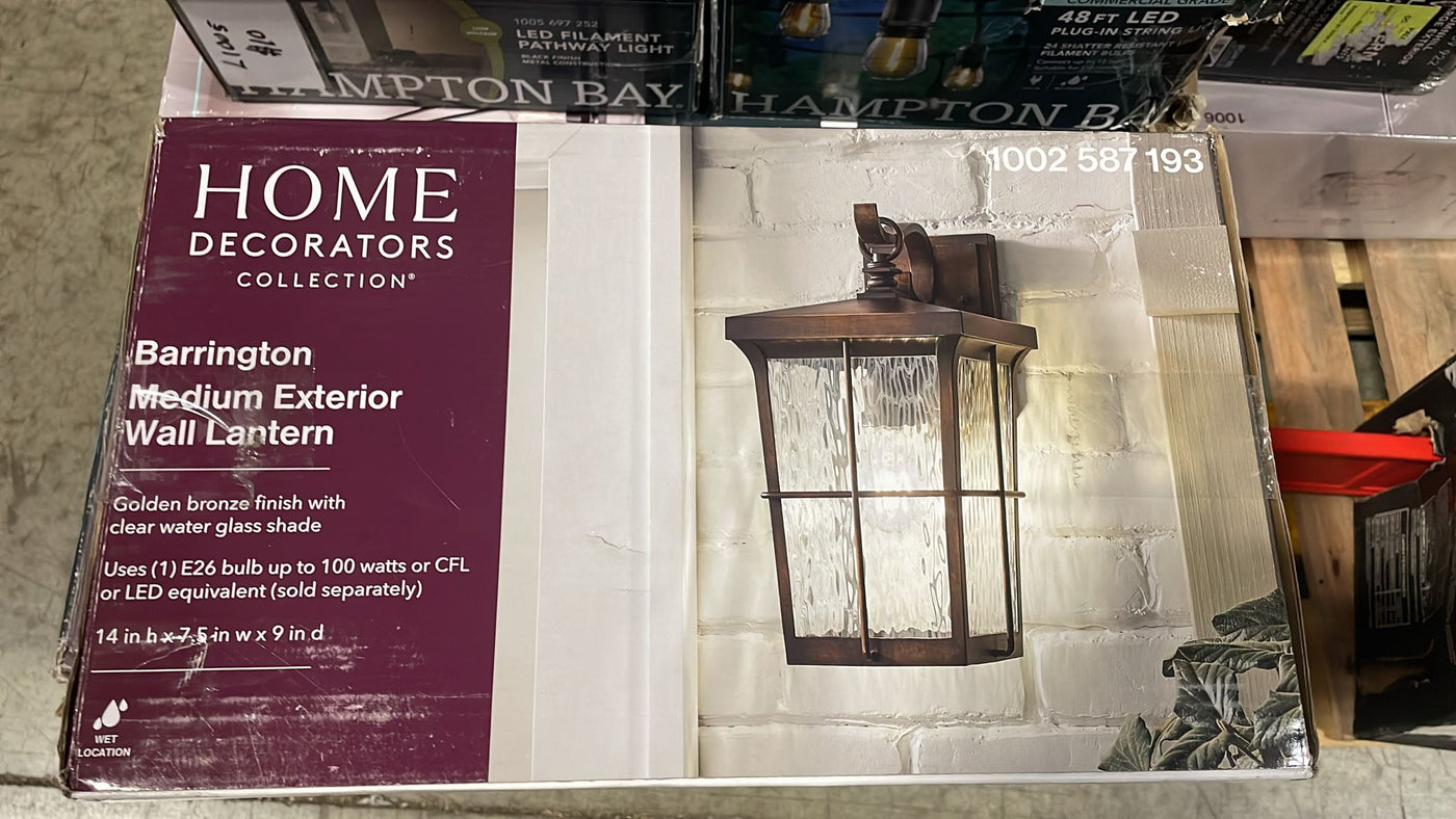 Barrington 14 in. 1-Light Golden Bronze Hardwired Outdoor Wall Light Lantern Sconce - $75