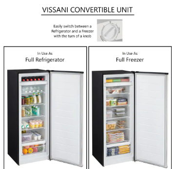 Vissani 7 cu. ft. Convertible Upright Freezer/Refrigerator (Slightly Dented) - $200