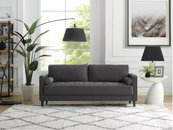 Lillith 31.1 in. Heather Grey Polyester 4-Seater Tuxedo Sofa with Square Arms - $225