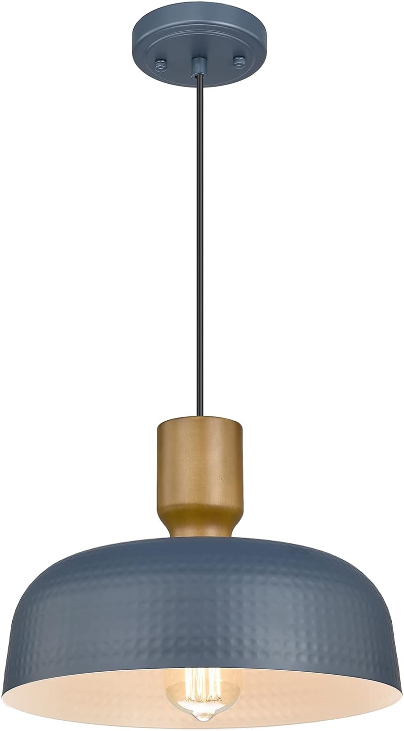Darkaway Pendant Light Fixtures Ceiling Hanging with Hammered Metal Shade - $30